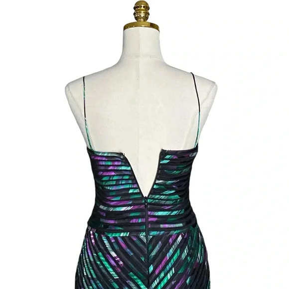 CACHE | Multicolor Sweetheart Spaghetti Strap Mesh Overlay Mini Dress Size 2 - Picture 7 of 12